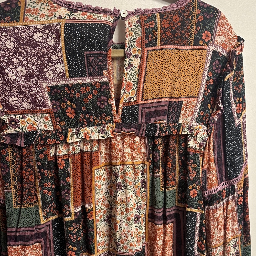 Olivaceous Multicolor Patchwork Blouse - image 6